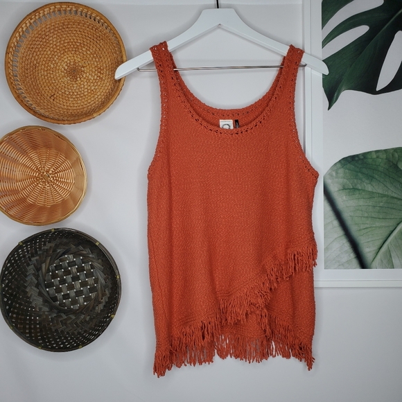 Anthropologie Tops - Anthro Akemi + Kin Rust Boho Fringe Crochet Tank